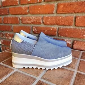 Marco Moreo Blue gray metallic stacked platform Eur 39- US 8-8.5